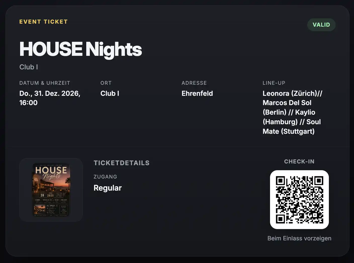 Digitales Event-Ticket von Tickethafen mit QR-Code